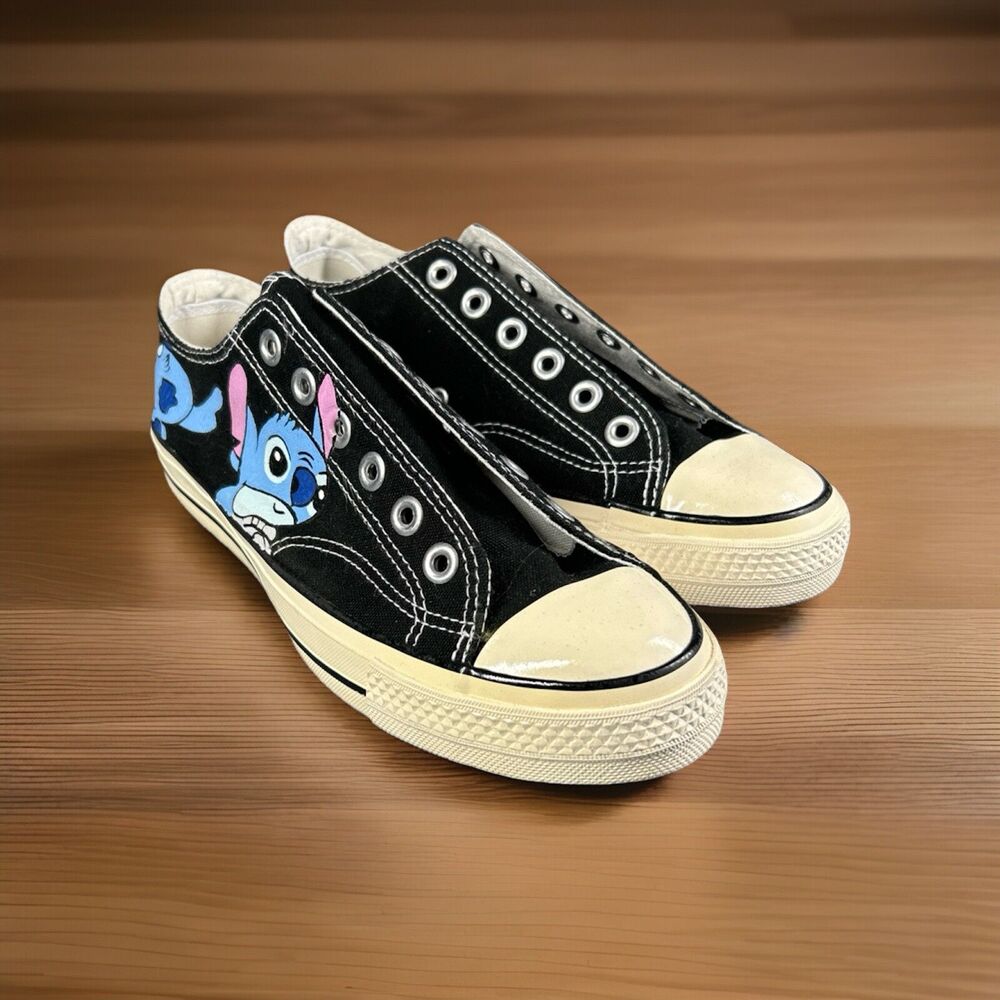 Hand Painted Stitch Converse Chuck Taylor All Star Sneakers Women's 7.5 Black